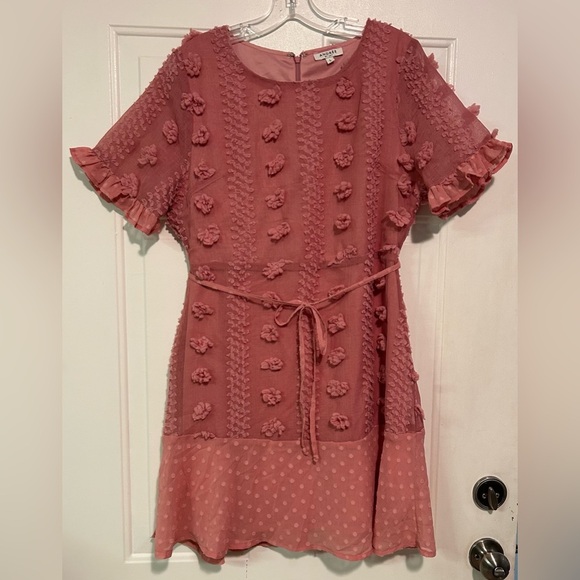 Andree By Unit Embellished Textured Womens Dress Size Large‎ Pink - Picture 7 of 11